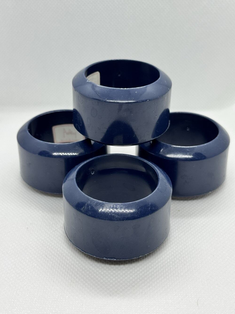 Set of 4 MCM Audrey Taiwan Navy Blue Round Napkin Rings Melamine